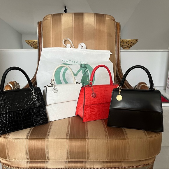 NWT Authentic Matmazel Designed black leather hand bag . - Picture 3 of 8